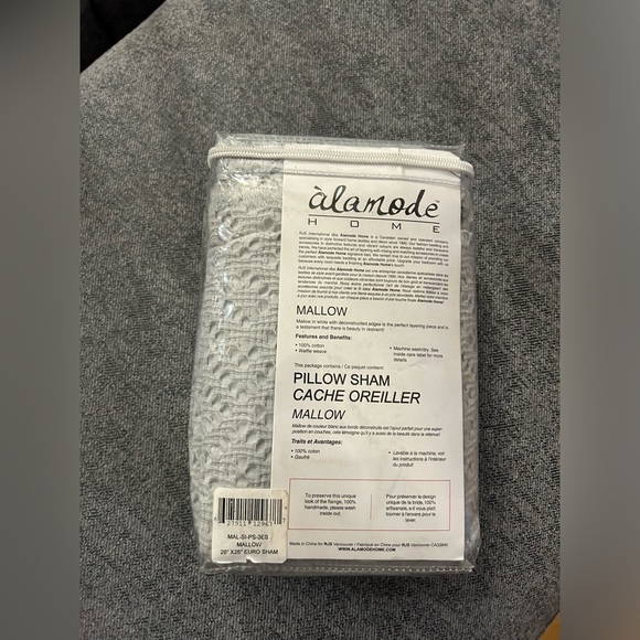 Large grey European pillow sham for 26x26 pillow - Picture 2 of 6